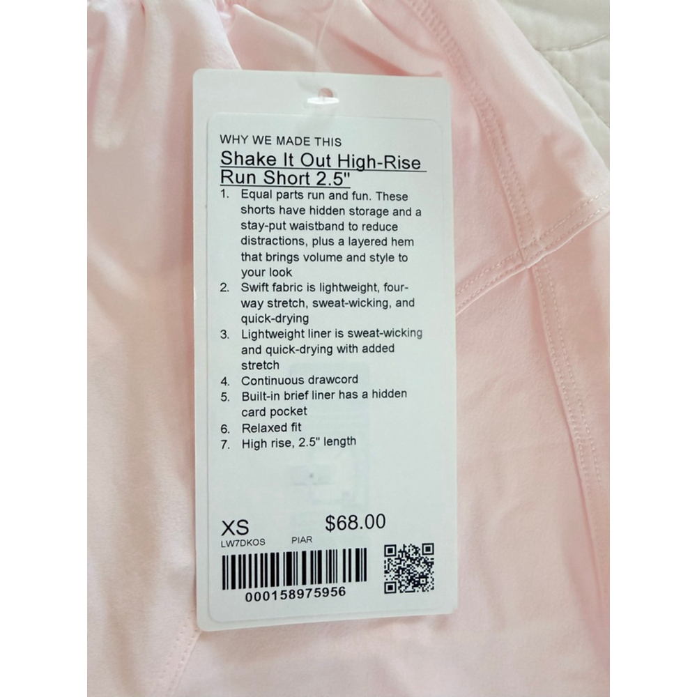 Women's Lululemon Pink Shake It Out High-Rise Run Short 2.5" XS - Picture 3 of 5